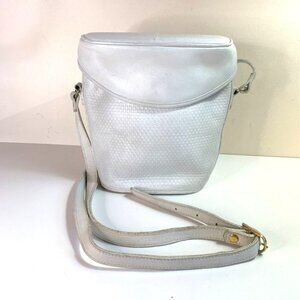Vintage 70s White Textured Leather Crossbody Binocular/Camera Bag Style